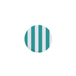 Vertical Stripes - White and Verdigris 1  Mini Button