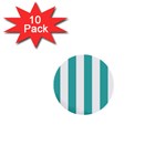 Vertical Stripes - White and Verdigris 1  Mini Button (10 pack)