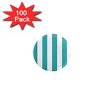 Vertical Stripes - White and Verdigris 1  Mini Magnet (100 pack)