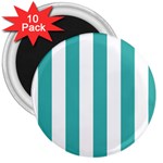 Vertical Stripes - White and Verdigris 3  Magnet (10 pack)