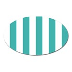 Vertical Stripes - White and Verdigris Magnet (Oval)