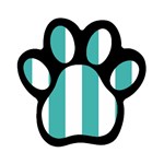 Vertical Stripes - White and Verdigris Magnet (Paw Print)