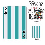 Vertical Stripes - White and Verdigris Playing Cards 54 Designs