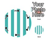Vertical Stripes - White and Verdigris Playing Cards 54 (Round)