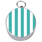 Vertical Stripes - White and Verdigris Silver Compass