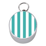 Vertical Stripes - White and Verdigris Silver Compass (Mini)