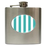 Vertical Stripes - White and Verdigris Hip Flask (6 oz)
