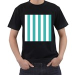 Vertical Stripes - White and Verdigris Men s T-Shirt (Black)