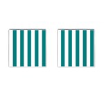 Vertical Stripes - White and Teal Cufflinks (Square)