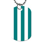 Vertical Stripes - White and Teal Dog Tag (Two Sides)