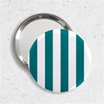 Vertical Stripes - White and Teal 2.25  Handbag Mirror
