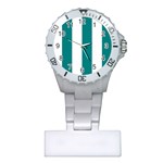 Vertical Stripes - White and Teal Nurses Watch