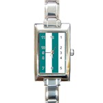 Vertical Stripes - White and Teal Rectangle Italian Charm Watch