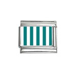 Vertical Stripes - White and Teal Italian Charm (9mm)