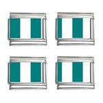 Vertical Stripes - White and Teal 9mm Italian Charm (4 pack)