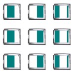 Vertical Stripes - White and Teal Mega Link Italian Charm (9 pack)