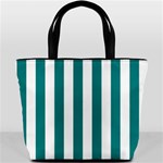 Vertical Stripes - White and Teal Bucket Bag