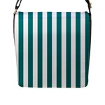 Vertical Stripes - White and Teal Flap Closure Messenger Bag (L)