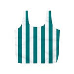 Vertical Stripes - White and Teal Full Print Recycle Bag (S)