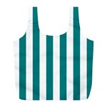 Vertical Stripes - White and Teal Full Print Recycle Bag (L)