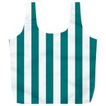 Vertical Stripes - White and Teal Full Print Recycle Bag (XL)