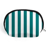 Vertical Stripes - White and Teal Accessory Pouch (Medium)