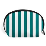 Vertical Stripes - White and Teal Accessory Pouch (Large)