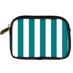 Vertical Stripes - White and Teal Digital Camera Leather Case