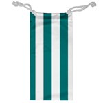 Vertical Stripes - White and Teal Jewelry Bag