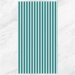 Vertical Stripes - White and Teal Canvas 40  x 72 
