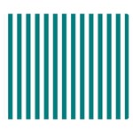 Vertical Stripes - White and Teal Double Sided Flano Blanket (Small)