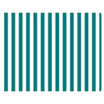Vertical Stripes - White and Teal Double Sided Flano Blanket (Medium)