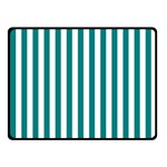 Vertical Stripes - White and Teal Fleece Blanket (Small) (One Side)