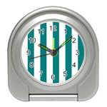 Vertical Stripes - White and Teal Desk Alarm Clock