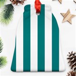 Vertical Stripes - White and Teal Bell Ornament (Two Sides)