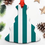 Vertical Stripes - White and Teal Ornament (Christmas Tree)