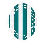 Vertical Stripes - White and Teal Oval Filigree Ornament (Two Sides)
