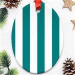 Vertical Stripes - White and Teal Ornament (Oval)
