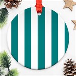 Vertical Stripes - White and Teal Round Ornament (Two Sides)