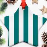 Vertical Stripes - White and Teal Star Ornament (Two Sides)