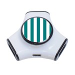 Vertical Stripes - White and Teal Portable USB Hub (One Side)