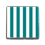 Vertical Stripes - White and Teal Memory Card Reader (Square)