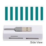 Vertical Stripes - White and Teal Memory Card Reader (Stick)
