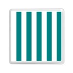 Vertical Stripes - White and Teal Memory Card Reader with Storage (Square)