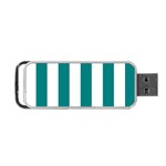 Vertical Stripes - White and Teal Portable USB Flash (One Side)
