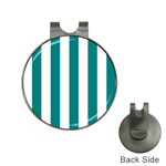 Vertical Stripes - White and Teal Golf Ball Marker Hat Clip