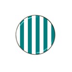 Vertical Stripes - White and Teal Hat Clip Ball Marker