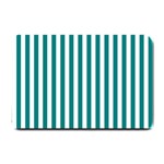 Vertical Stripes - White and Teal Small Doormat