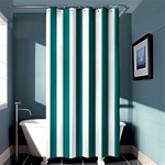 Vertical Stripes - White and Teal Shower Curtain 36  x 72  (Stall)