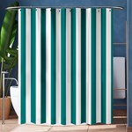 Vertical Stripes - White and Teal Shower Curtain 60  x 72  (Medium)